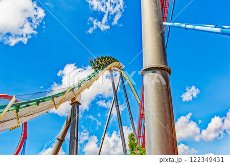 Roller Coaster in funny amusement park. 122349431