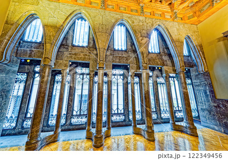 Barcelona. Inside Palace of Guell (Palau Guell) Gothic Quarter. 122349456
