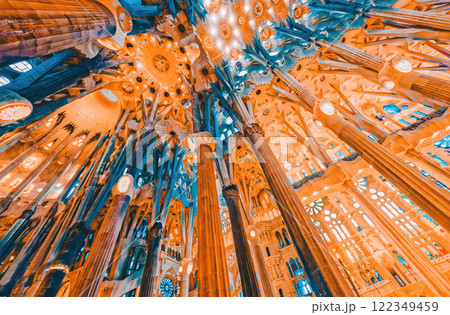 Sagrada Familia,beautiful and majestic  interior view. 122349459