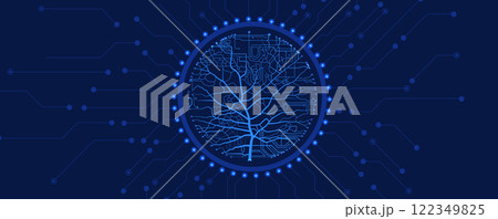 Tree of innovation merging nature and circuit boards 122349825