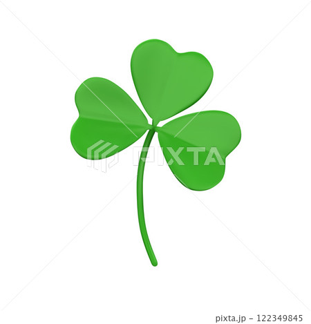 3D trefoil icon. Clover with three leaves. Decorative element for St. Patrick's Day. Vector 3D realistic illustration isolated on white background. 3D trefoil icon. Clover with three leaves. Decorative element for St. Patrick's Day. Vector 3D realistic illustration isolated on white background. 122349845