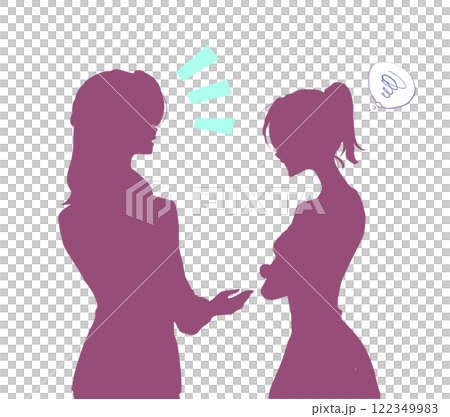 A woman in trouble and a female employee helping her - Shadow art A woman in trouble and a female employee helping her - Shadow art 122349983
