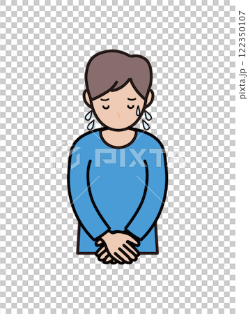 大汗をかいて謝罪する若い男性の上半身イラスト 大汗をかいて謝罪する若い男性の上半身イラスト 122350107