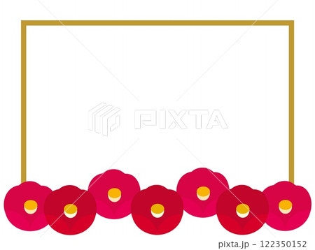 椿の花　フレーム　ホワイトスペース 122350152