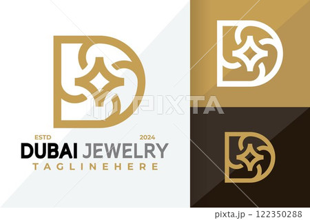Letter D Diamond Jewelry Logo Icon Vector Design Illustration 122350288