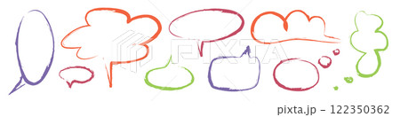 Crayon speech frames set isolated on white 122350362