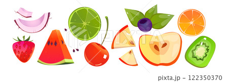 Bright summer fruit slices Bright summer fruit slices 122350370