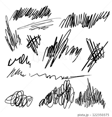 Vector ornament and scribbles set. Hand drawn illustration isolated on white background. 122350375