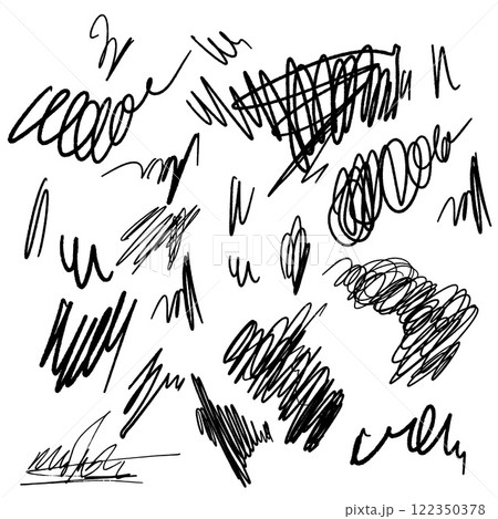Vector ornament and scribbles set. Hand drawn illustration isolated on white background. 122350378