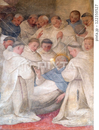 Agony of San Dominic, fresco Ludovico Buti in the cloister of Santa Maria Novella Principal Dominican church in Florence, Italy Agony of San Dominic, fresco Ludovico Buti in the cloister of Santa Maria Novella Principal Dominican church in Florence, Italy 122350527