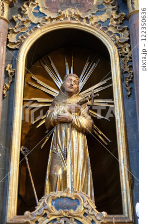 Saint Francis of Assisi statue at the altar in the church of Saint Catherine of Alexandria in Krapina, Croatia 122350636