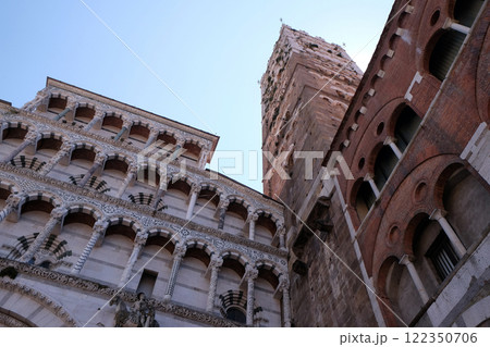 Cathedral of St Martin is the seat of the Archbishop of Lucca and the main city landmark in Lucca, Italy 122350706