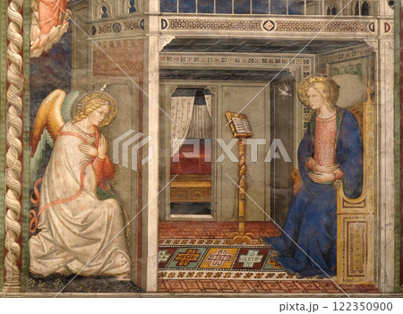 Annunciation to the Virgin Mary by Pietro di Miniato, Santa Maria Novella Principal Dominican church in Florence, Italy Annunciation to the Virgin Mary by Pietro di Miniato, Santa Maria Novella Principal Dominican church in Florence, Italy 122350900