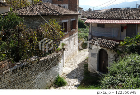 Traditional ottoman house in old town Berat known as the White City of Albania 122350949