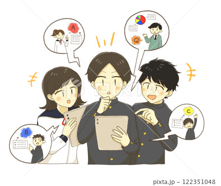 タブレットを使って授業に取り組む学生 122351048