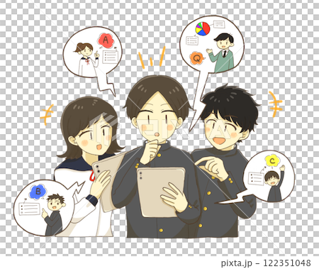 タブレットを使って授業に取り組む学生 122351048