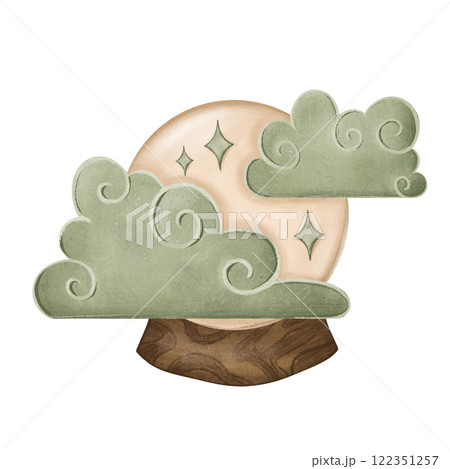 Witchy Magic Crystal Ball with clouds, Fortune Teller, Sacred Witchcraft and Mystical Symbol 122351257