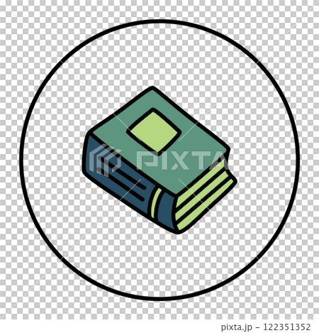 Doodle book icon hand drawn with thin line in minimalistic style and colored Doodle book icon hand drawn with thin line in minimalistic style and colored 122351352