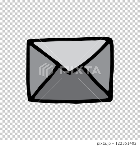 Doodle letter envelope icon hand drawn with black line in freehand style 122351402