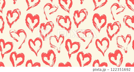 Seamless heart pattern. Hand painted ink brush 122351692
