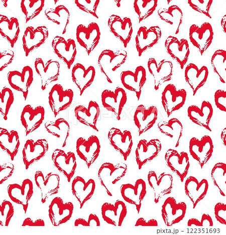 Seamless heart pattern. Hand painted ink brush 122351693