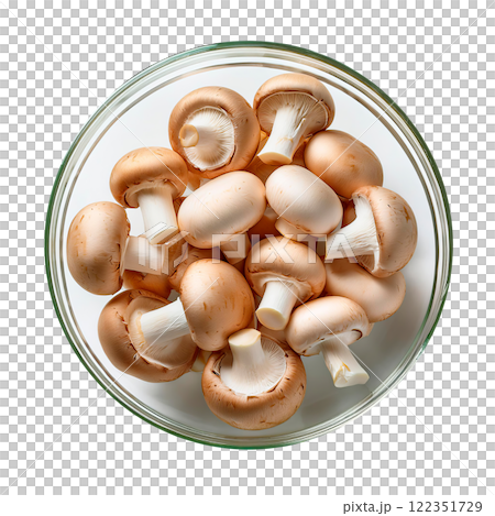盤子裡的新鮮蘑菇 122351729