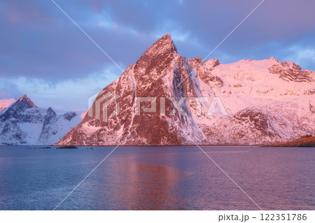 Norway. Landscape during sunrise. Nature in fjords. Panoramic view. Scandinavia. Norway. Landscape during sunrise. Nature in fjords. Panoramic view. Scandinavia. 122351786