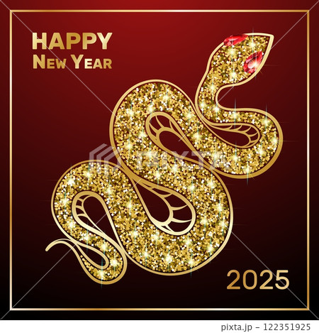 Golden glitter snake2025 vector 122351925