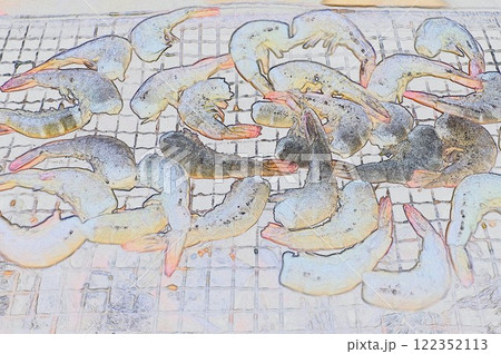CG画像イラスト網焼き海老1 CG画像イラスト網焼き海老1 122352113