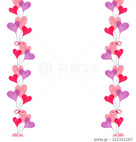 Seamless square frame with hearts and bow for Valentine's Day. Watercolor and marker illustrations. Hand drawn isolated art. Card with place for text for birthday, gift, surprise, congratulations Seamless square frame with hearts and bow for Valentine's Day. Watercolor and marker illustrations. Hand drawn isolated art. Card with place for text for birthday, gift, surprise, congratulations 122352167