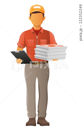 delivery young man courier service vector illustration 122352249