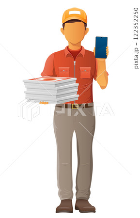 delivery young man courier service vector illustration 122352250