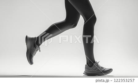 運動する人物の足元のシルエット	 122353257