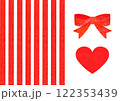 赤いリボンとハートのパーツ 122353439