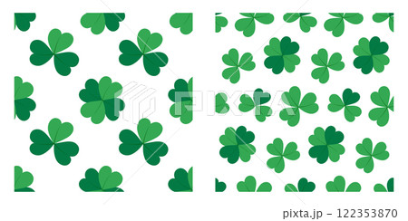 Shamrocks and Quatrefoils Seamless Patterns. St Patrick Day greeting monochrome background concept 122353870