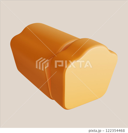 Two stacked loaves of soft orange bread on a minimalist background 3D render illustration Two stacked loaves of soft orange bread on a minimalist background 3D render illustration 122354468