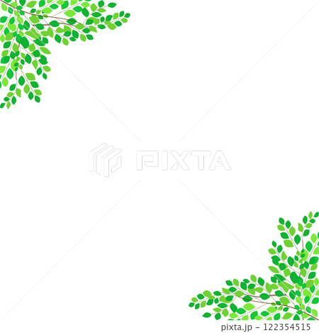 葉っぱの新緑フレーム素材 北欧風イラスト 葉っぱの新緑フレーム素材 北欧風イラスト 122354515
