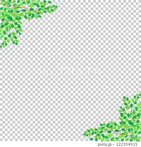 葉っぱの新緑フレーム素材 北欧風イラスト 葉っぱの新緑フレーム素材 北欧風イラスト 122354515