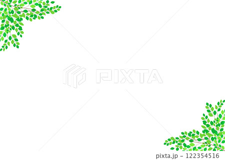 かわいい新緑葉っぱのフレーム背景 イラスト角 かわいい新緑葉っぱのフレーム背景 イラスト角 122354516
