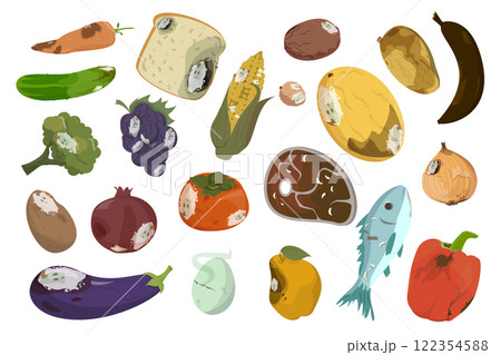 Rotten food set vector isolated Rotten food set vector isolated 122354588