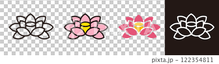 Flower icons. Seasonal flowers such as lotus and water lilies. Simple illustration material. Flower icons. Seasonal flowers such as lotus and water lilies. Simple illustration material. 122354811