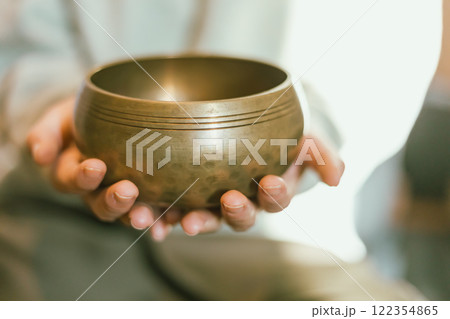 Close up Tibetan singing copper bowl Close up Tibetan singing copper bowl 122354865
