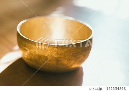 Close up Tibetan singing copper bowl Close up Tibetan singing copper bowl 122354868