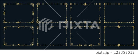 Celestial frame. Astrology mystical border, decorative boho framing with sun moon stars, mystic cosmic ornamental elements, esoteric astrology concept. Vector banners 122355015