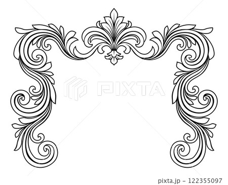 Filigree Heraldic Crest Motif Floral Pattern Frame 122355097