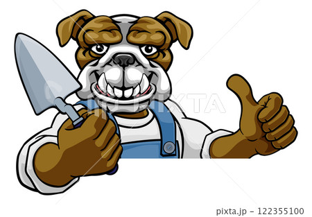 Bulldog Bricklayer Builder Holding Trowel Tool 122355100