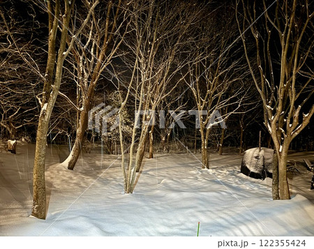 雪の中でサウナ 122355424