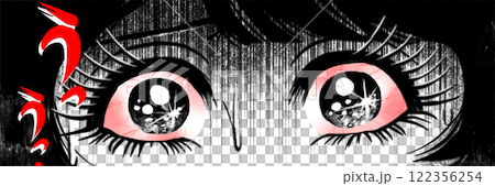 Header illustration of a Showa horror manga style of an upset and frightened girl Header illustration of a Showa horror manga style of an upset and frightened girl 122356254
