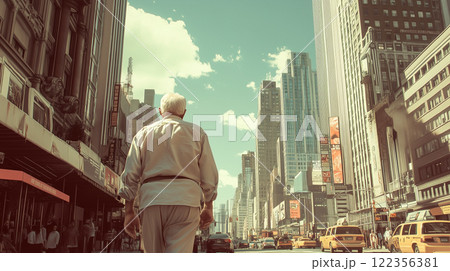 高齢化社会の街並み 122356381