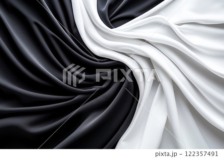 Black and white silk fabric 122357491